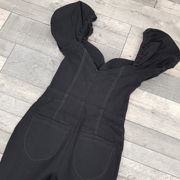 Free People Moondance Jumpsuit Small UK 10 Black One Piece We The Free Bootcut - Picture 5 of 15